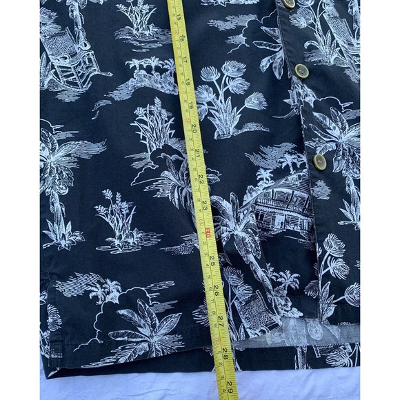 OP Sport Hawaiian Style Shirt Mens Large Navy Blue White Palm Trees - Picture 6 of 8